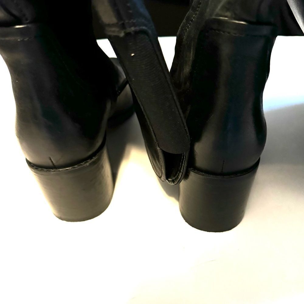 27 Edit Womens Edda Black Leather Wide Calf Tall Knee-High Boots - Picture 13 of 13